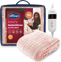 Silentnight Comfort Control Heated Throw Blanket - Luxury Fleece Electric Heated Overblanket for Sofa Bed with 9 Heat Settings, Fast Heat-up and Safety Shut Off - Machine Washable - 120x160cm - Blush