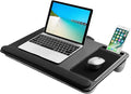 Laptop Bed Tray with Cushion, Mouse Pad and Built-in Wrist Rest for Up to 17" Laptops with Mobile Phone Holder