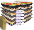 Reusable Sandwich & Serving Platter Trays with Clear Lids – Pack of 10 Catering Food Platters with Dividers & Labels for Parties, Buffets, Events & Meal Prep – 33.5 × 24 × 7 cm