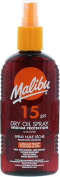 Malibu Sun SPF 15 Non-Greasy Dry Oil Spray for Tanning, Medium Protection, Water Resistant, 200ml