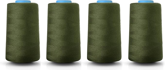 Realm Overlocking Sewing Machine Polyester Thread x Four 5000 Yards Cones White Black Natural Navy Red Grey (Army Green)