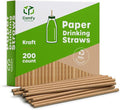 Comfy Package Kraft Paper Drinking Straws [200 Pack] 100% Biodegradable & Ink-Free