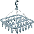 Clothes Drying Hanger with 32 Clips and Drip Foldable Hanging Sock Rack