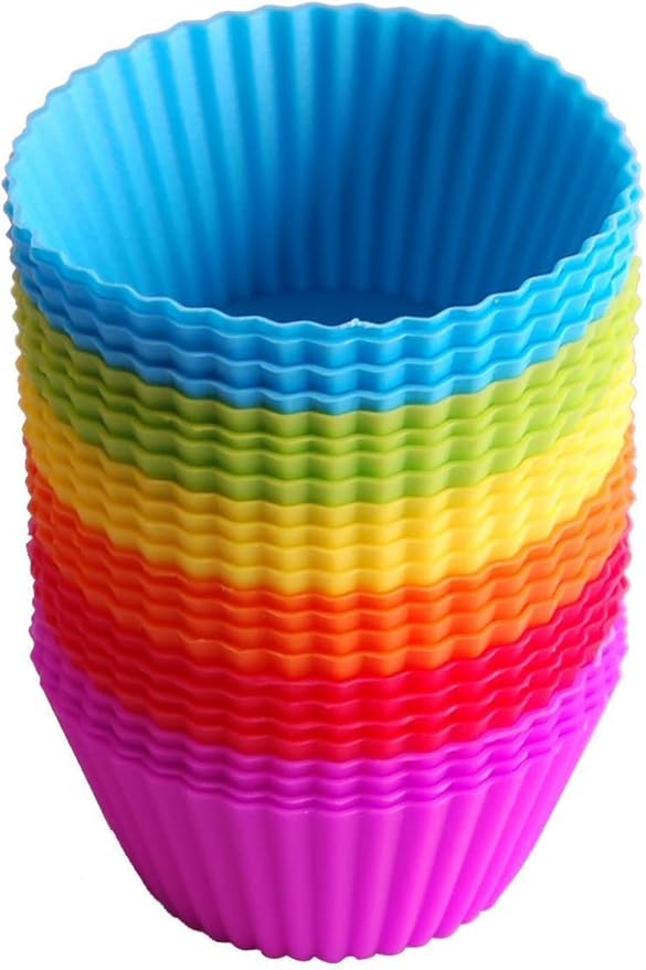 Cupcake Molds, Reusable Silicone Baking Cases Muffin Molds, 24 Count (Pack of 1)