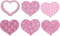 6 Pcs Pink Heart Cookie Cutter Set,Stainless Steel Love Heart Shaped Cookie Cutter,Baking Mould Cookie Cutters for Biscuit Pastry Baking Fondant Sandwich Cake Decorations Valentines Day Present/Gifts