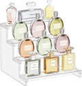 Lifewit Perfume Stand Organiser, 4 Tier Clear Plastic Fragrance Storage for Vanity, Makeup Cosmetics Skincare Aftershave Holder Desktop, Dessert Figure Display Shelves Table, 1 Pack