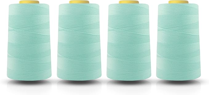 Realm Overlocking Sewing Machine Polyester Thread x Four 5000 Yards Cones White Black Natural Navy Red Grey (Aqua)