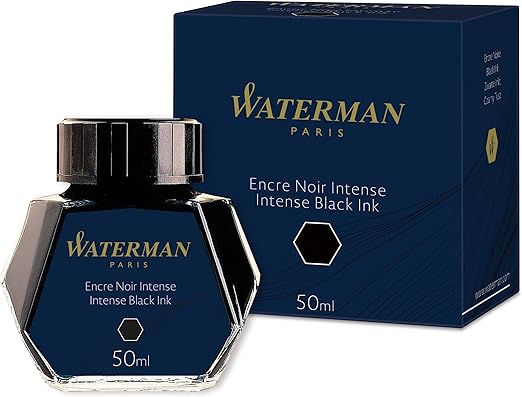 Waterman Fountain Pen Ink | Intense Black | 50ml Bottle