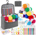 AOTWAN Crochet Kits for Beginners Adults Crochet Hooks Set 12Pcsx25g Crochet Yarns Include Ergonomic Metal Crochet Hooks 2-6.5mm Knitting Kit Accessories Tools Storage Case Crochet Starter Kit-Grey