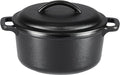 Amazon Basics Round Pre-Seasoned Cast Iron Mini Dutch Oven Pot with Lid and Dual Handles, 1.89 l, Black