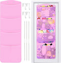 Stuffed Animal Storage, with 3 Large Pockets and 2 Medium Pockets, Over The Door Organizer Storage for Closet, Baby, Plush Toy, Hanging Door Organizer for Nursery, Bedroom, Bathroom, Kids Room (Pink)