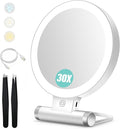 Magnifying Mirror with Light,30X/1X Double Sided Tabletop Portable Lighted Makeup Beauty Mirror