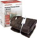 Schallen 120x160cm Luxury Soft Heated Warm Throw Over Blanket with Timer and 10 Heat Settings (Brown)