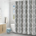GERUIKE Weighted Shower Curtain 180 x 200 cm, Waterproof Anti-Mould Textile 130GSM Polyester Fabric, Machine Washable with 12 Rings & Grey with Multi-Coloured Wave Pattern