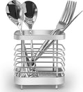 Utensil Holder, Stainless Steel Cutlery Drainer Sink Caddy, Rust Proof Sink Tidy Kitchen Sink Organiser, Cutlery Organiser for Kitchen Utensil (Silver)