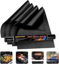 Pack of 4 Oven Liner, 40cm x 50cm, 0.3mm Extra Thick Teflon Oven Liners for Fan Assisted Ovens, Mats for Gas Grill Reusable, BBQ Grill Mat Suitable for Ovens