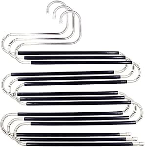 Trouser Hanger, 3 Pack Trouser Hangers Space Saving S-Type Clothes Pants Hangers Non-Slip Closet Organizer for Scarfs Jeans Clothes Trousers Towels