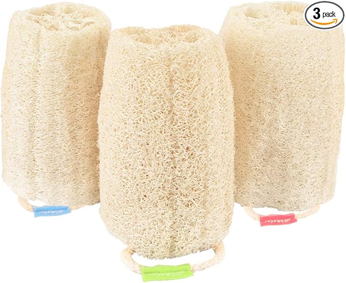 3 Pack Farm Natural Organic loofah Sponge Skin Cleansing Skin Exfoliation Bathing and Back Caring spa Body Shower Puff Scrubber Lofa Loofa Luffa Loffa Daily Skin Care
