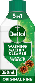 Dettol, Washing Machine Cleaner, Pine Scent, 250ml, Antibacterial, Removes Bacteria, Bad Odours, Limescale and Hidden Dirt, Lasting Freshness, Kills 99.9 Percent of Bacteria, 5in1 Deep Clean