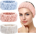 Chuangdi 3 Pieces Spa Headband for Women Facial Makeup Headband Soft Terry Cloth Hairband for Washing Face Mask Spa Shower Gifts(Blue, Pink, White)