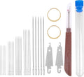Fukaisu 31pcs Big Eye Stainless Steel Needle Set, 25 Steel Portable Hand Sewing Needles 2 Needle Threader 2 Thimble & 1 Thread Ripper for Beginners & Craft Lovers