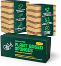 bioGo 12 Pack Biodegradable Kitchen Sponges - Eco-Friendly, Compostable, Natural Cellulose Dish Sponges - Biodegradable Sponges Washing Up - Reusable Washing Up Sponge - UK Brand