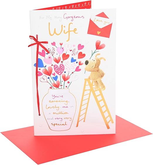 Boofle | Valentine's Day Card for Wife | I Love You Presents | Her, Girls, Women | Cute Design | With Envelope | 16.5 x 25.4 cm