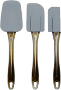 Amazon Basics Rectangular Silicone Spatulas, 3 Piece Set (small, medium and large), Gray