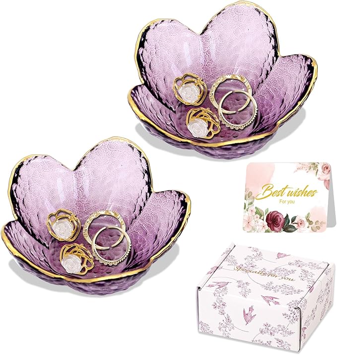 Gifts For Women Trinket Dish Unique Birthday New Home Gifts For Women Her Jewellery Tray Cute Room Decor Aesthetic Bedroom Accessories Ring Dish Holders Small Friendship Christmas Gifts(2 pcs)
