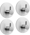 Self Adhesive Hooks, Sticky Hooks Heavy Duty Stainless Steel - Over 8kg Load, Hooks for Hanging Towel, Coat, Key, Robe, Stick on Bathroom, Kitchen, Door or on Wall - 4 Pack