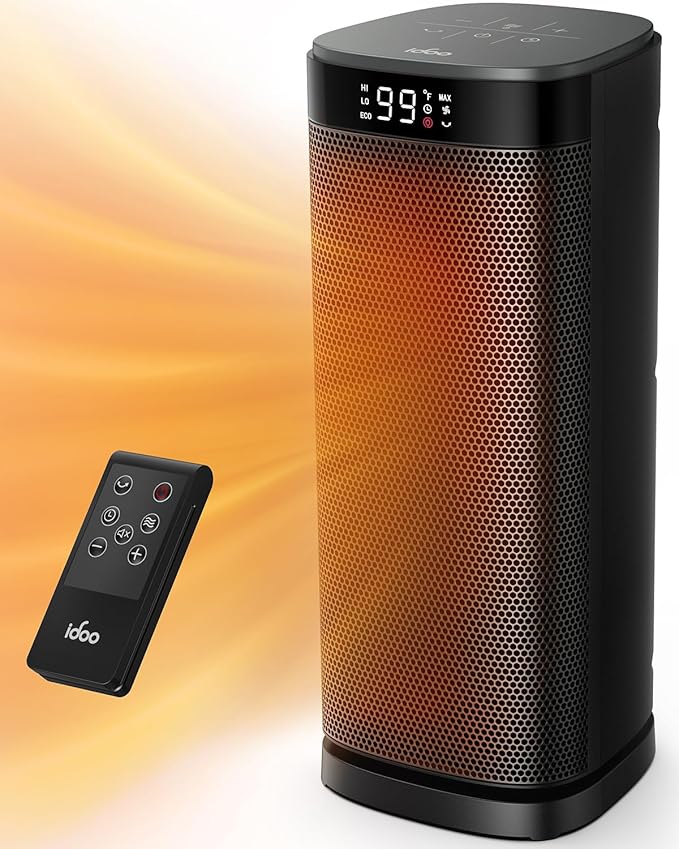 iDOO Electric Heater, 5 Modes, 2000W Energy Efficient Space Room Heater with ECO, Thermostat, 24H Timer, Remote PTC Ceramic Heaters, Overheat & Tip Over Protection, Quiet and Portable for Indoor Use