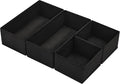DIMJ Drawer Organisers 4 Pack Foldable Storage Box Fabric Wardrobe Storage Organiser Dresser Drawer Dividers Storage Cubes for Bras, Socks, Underwear, Ties, Scarves, Cosmetics (Black)