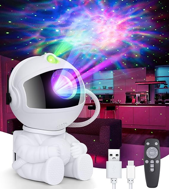 Astronaut Galaxy Projector, Starry Night Light for Bedroom, Astronaut Nebula Timer & Remote 360° Adjustable Spaceman Buddy Projector Night Light, Gifts for Kids & Adults, Room Decor Aesthetic[Energy Class G]