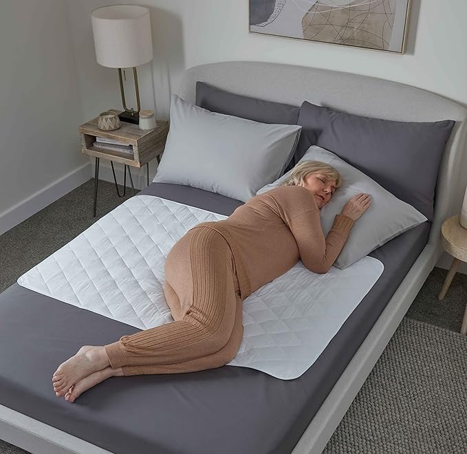 Waterproof bed pad by GuardedSleep | Premium quality washable bed wetting sheet for adults or children with incontinence | Suitable for double and single size beds | Slip resistant (1, White)