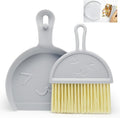 Mini Dustpan and Brush, Grey Broom and Dustpan Set, Portable Cleaning Brush and Dustpan Combo, Flexible Lip, Perfect for Dust, Dirt and Crumbs, Ideal for Most Hard Surfaces, Space Saving Design
