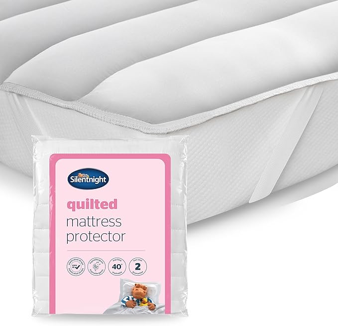 Silentnight Quilted Mattress Protector – Premium Luxury Soft Cosy Mattress Cover Protector Pad with Extra Deep Fit Elasticated Straps – Hypoallergenic, Super Soft and Machine Washable - King, White