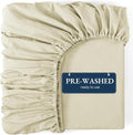 Fitted Sheet Double, Linen - Pre-Washed, Deep Pocket 14 inch (35 cm) - Easy Care - Soft Brushed Microfibre Fabric - Shrinkage and Fade Resistant - Bottom Sheet
