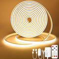 Lamomo COB LED Strip Light 5M, Warm White Led Lights for Bedroom with Remote, Dimmable Flexible Waterproof Silicone 3000K 24V Neon Rope Light for Kitchen, Cabinet, Outdoor, CRI90+, UKCA Transformer[Energy Class F]