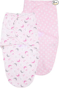 Vicloon Organic Cotton Baby Swaddle Blanket Wrap, 2 Pack, Pink, Graphic Pattern, 75x60cm, 0-3 Months, 7-14lbs