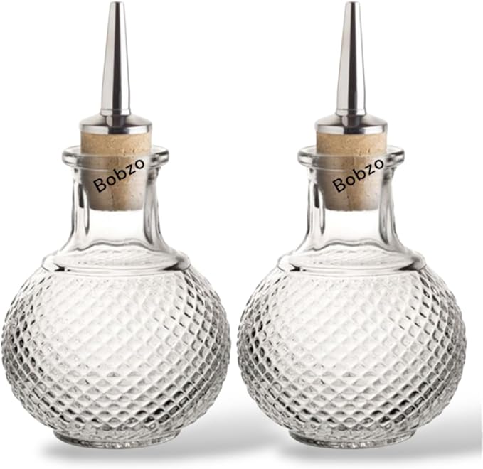 2-Pack Vintage Glass Dash Bottles 150ml – Bitters, Oil & Vinegar Dispenser with Pourer – Cocktail Mixer, Salad Dressing Bottle for Barware, Kitchen, Home & Commercial Use