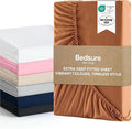 Bedsure Double Fitted Sheet Deep - Bed Sheets Extra Deep Pocket 16 Inches (40 cm), Soft Brushed Microfiber for Double Bed, Dusty Orange, 135x190cm