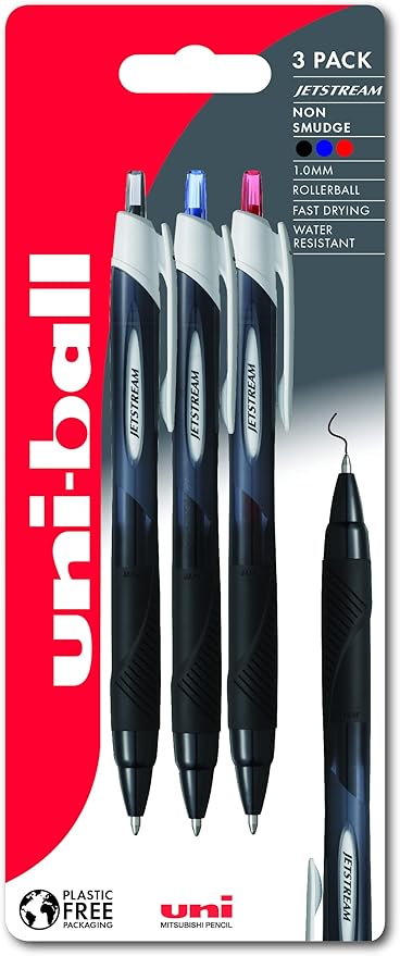 uni-ball Jetstream Sport SXN-150S Ballpoint Gel Pens. Premium 1.0mm Rollerball Tip. Smooth Writing Uni Super Ink Dries Instantly. Does Not Smudge. Pack of 3