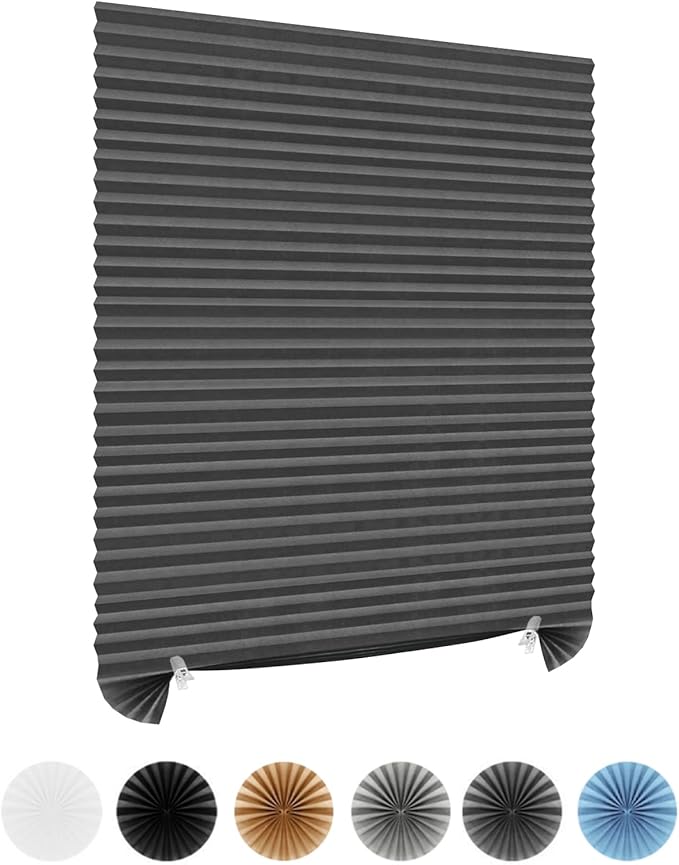 No Drill Blinds Non-woven Fabric Cut to Size Blackout Thermal Easy Fit Self Adhesive Stick On Pleated Temporary Shades Clip In Paper Blinds for Windows Patio Doors Kitchen Bathroom Bedroom