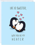 Valentine’s Day Card for Boyfriend, Girlfriend, Husband or Wife – Funny Cute Love Anniversary & Birthday Card – Punny Valentine’s Card for Him or Her, Blank Inside (Sweeter With You As My Heater)