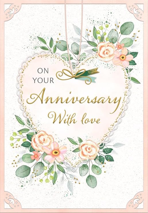 Piccadilly Greetings Traditional On Your Anniversary Card,7 x 5 inch