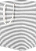 DOKEHOM 80L Freestanding Laundry Hamper with Handle, Collapsible Large Cotton Storage Basket for Clothes (Grey)