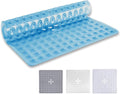 MOONLIGHT20015 Square Shower Mat Non Slip Anti Mould - 53x53cm Rubber Bath Mat PVC Shower Mats for Inside Shower with Strong Suction Cups Grip and Drain Holes - Soft Touch Machine Washable (Blue)
