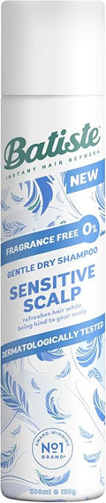 Batiste Sensitive Scalp Fragance Free Dry Shampoo, Dermatologically Tested, Kind to Scalp, No Rinse Shampoo Hair Spray, Gentle Lightweight Formula for Refreshed Hair, 200ml