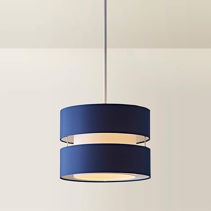 ValueLights | Small Ceiling Light Shade 2 Tier Pendant Lampshade in Navy Blue | Lamp Shades, Home Décor & Improvement Essential | 26cm Shade Width
