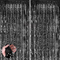 Aisszhao 2pcs 3.2ft x 6.5ft Black Foil Curtain Decoration,Black Tinsel Foil Fringe Curtains Streamer Backdrop for Birthday Graduation Wedding Engagement Bridal Shower Christmas,New Year Decoration